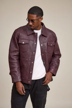 Men's Dylan Braided Leather Jean Jacket [Burgundy]