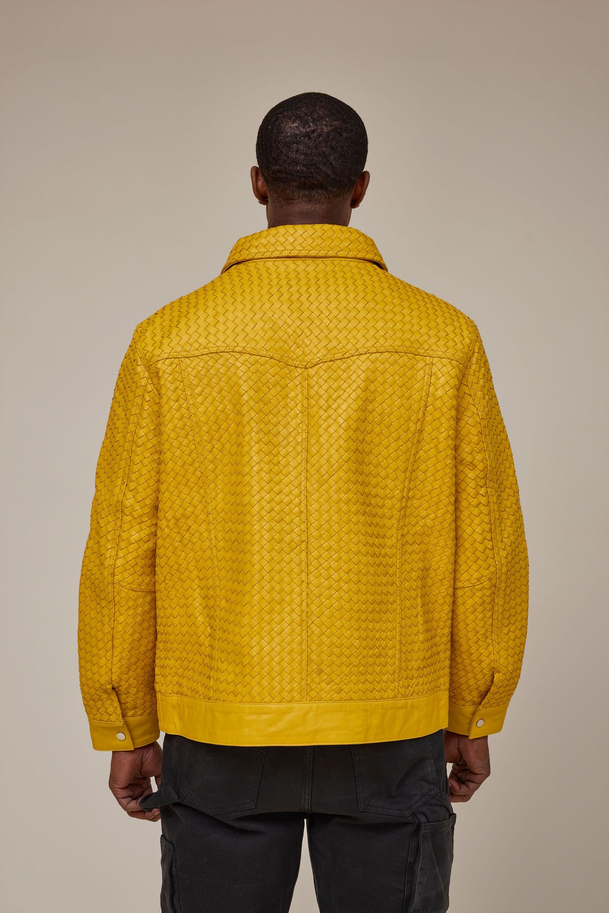 Men's Dylan Braided Leather Jean Jacket [Yellow]