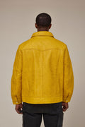 Men's Dylan Braided Leather Jean Jacket [Yellow]