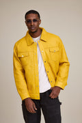 Men's Dylan Braided Leather Jean Jacket [Yellow]