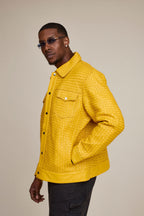 Men's Dylan Braided Leather Jean Jacket [Yellow]