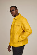 Men's Dylan Braided Leather Jean Jacket [Yellow]