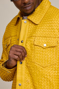 Men's Dylan Braided Leather Jean Jacket [Yellow]