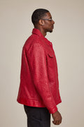 Men's Dylan Braided Leather Jean Jacket [Red]