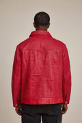 Men's Dylan Braided Leather Jean Jacket [Red]