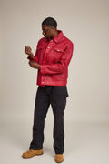 Men's Dylan Braided Leather Jean Jacket [Red]