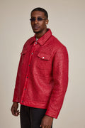 Men's Dylan Braided Leather Jean Jacket [Red]