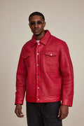 Men's Dylan Braided Leather Jean Jacket [Red]