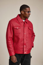 Men's Dylan Braided Leather Jean Jacket [Red]