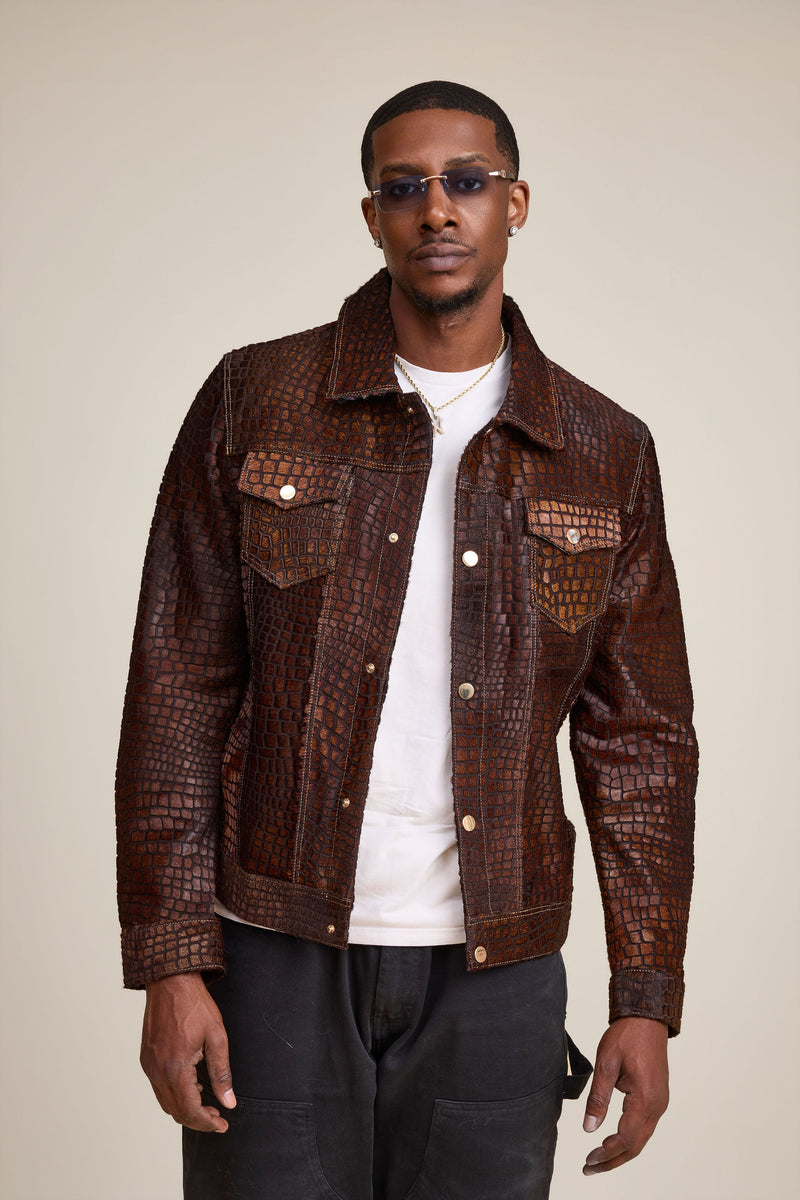Men's Dylan Pony Jean Jacket [Brown]