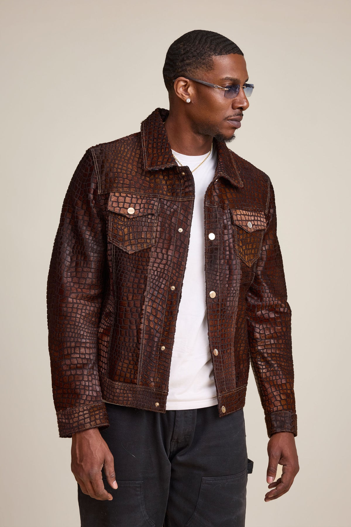 Men's Dylan Pony Jean Jacket [Brown]
