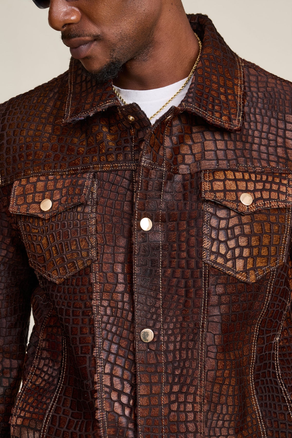 Men's Dylan Pony Jean Jacket [Brown]