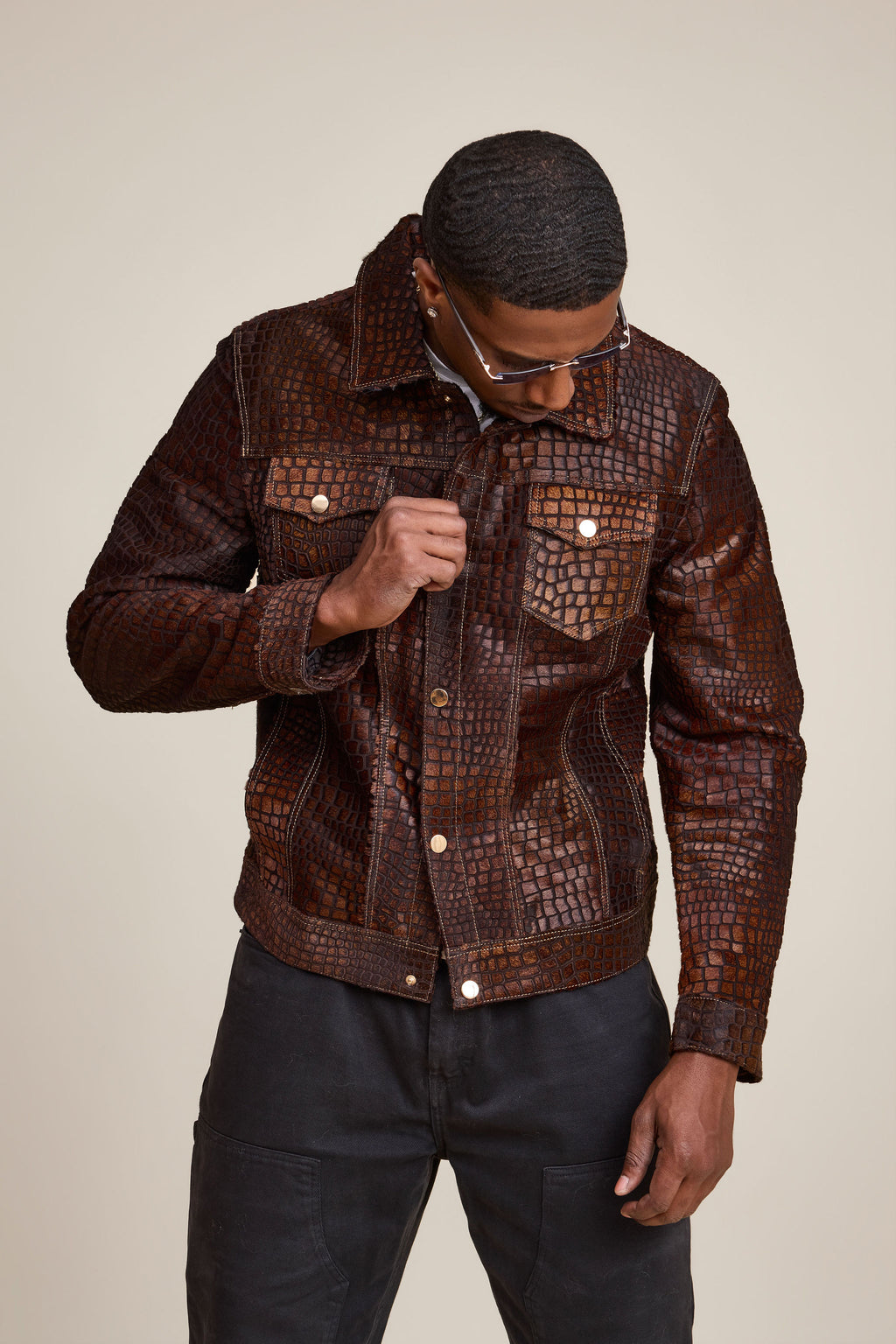 Men's Dylan Pony Jean Jacket [Brown]