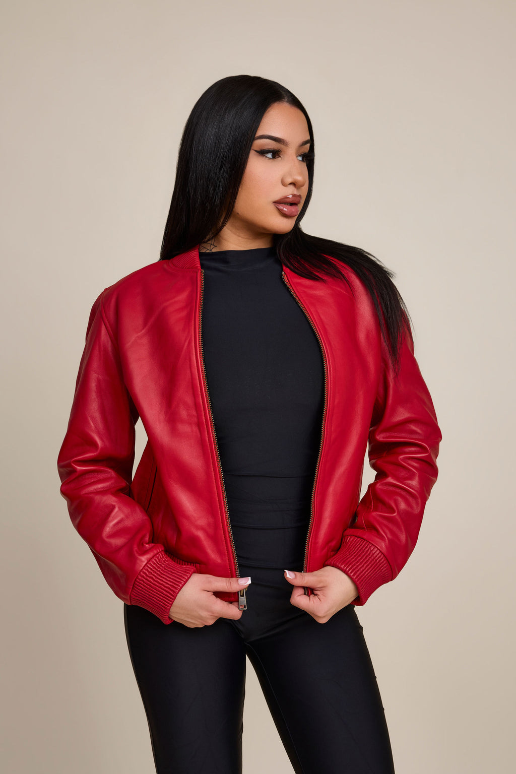 Women's BB Leather Jacket [Red]