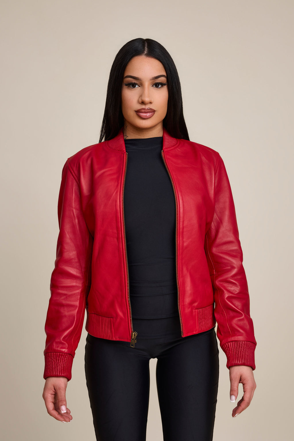 Women's BB Leather Jacket [Red]