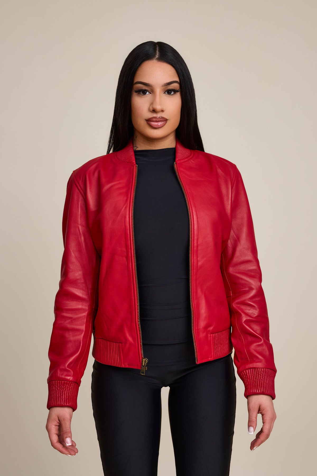 Women's BB Leather Jacket [Red]