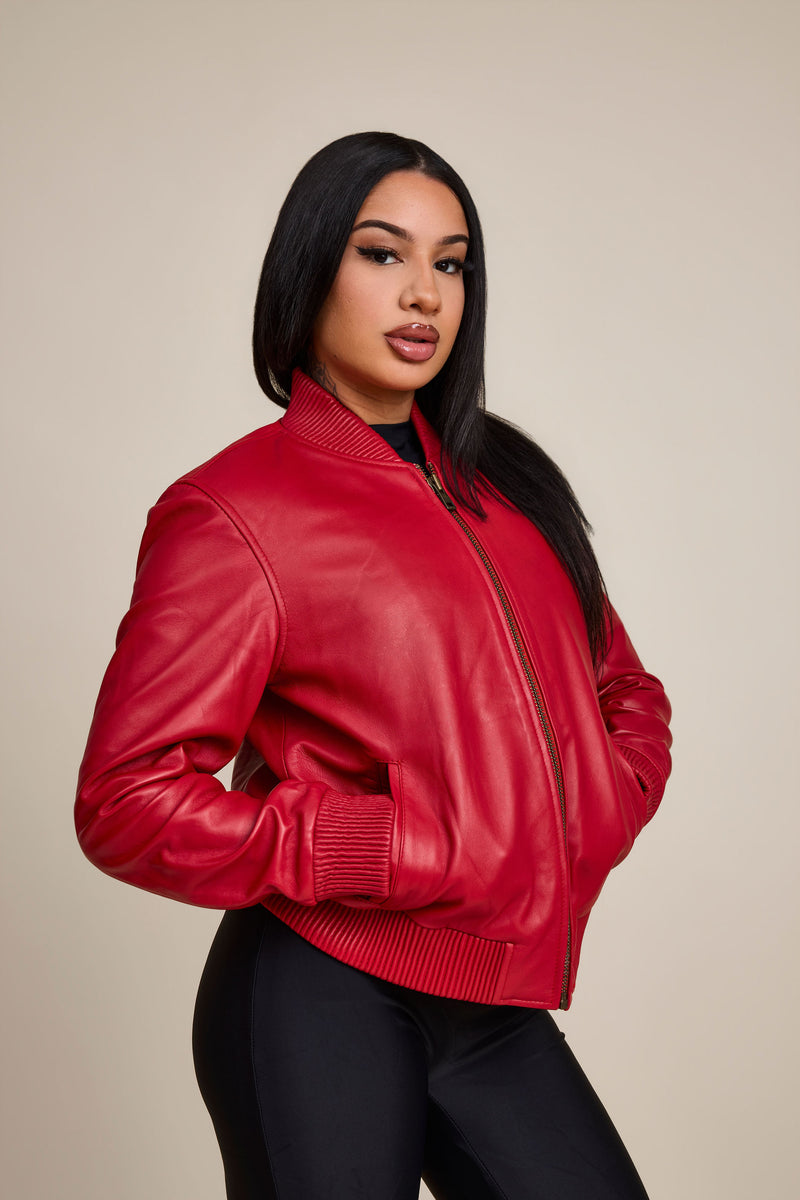 Women's BB Leather Jacket [Red]