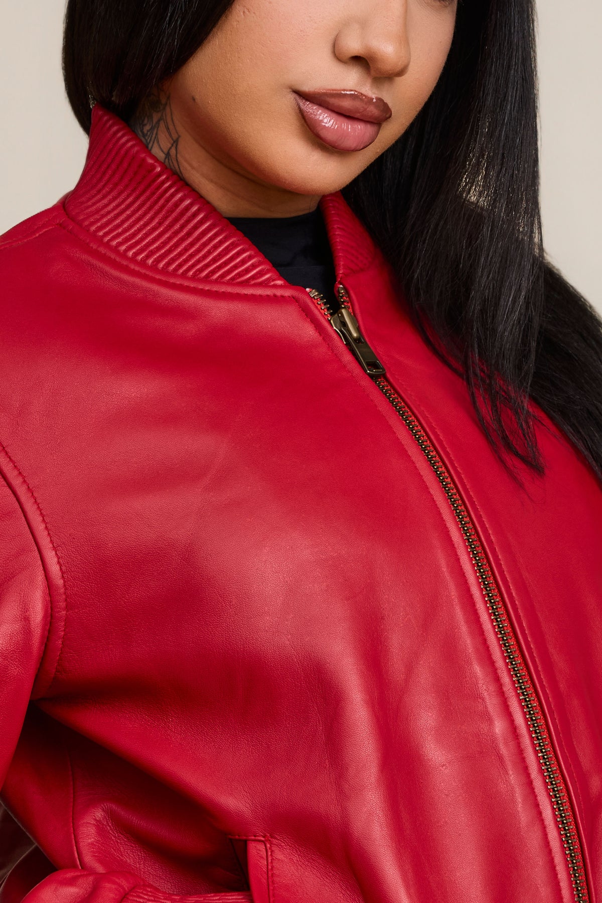 Women's BB Leather Jacket [Red]