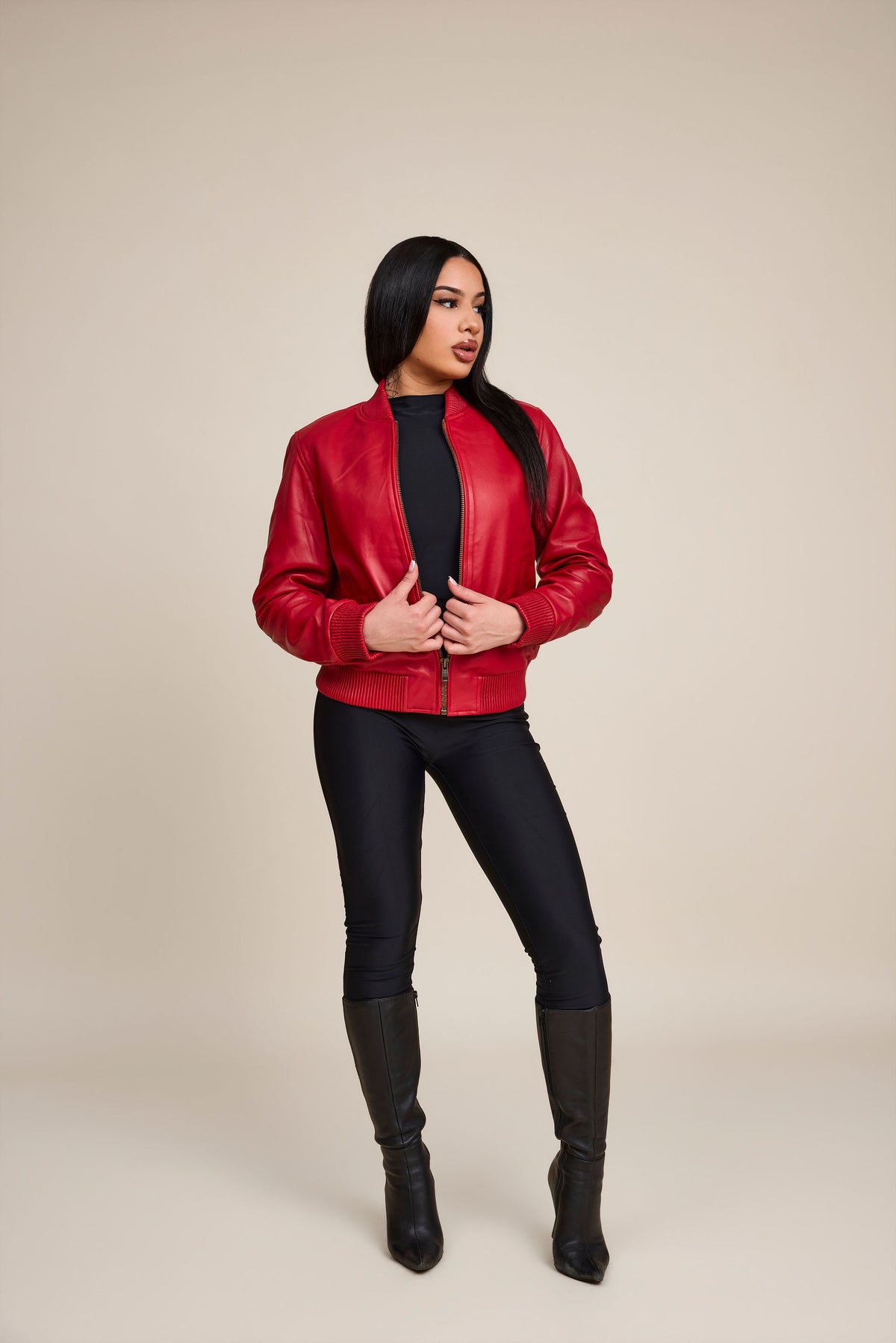 Women's BB Leather Jacket [Red]