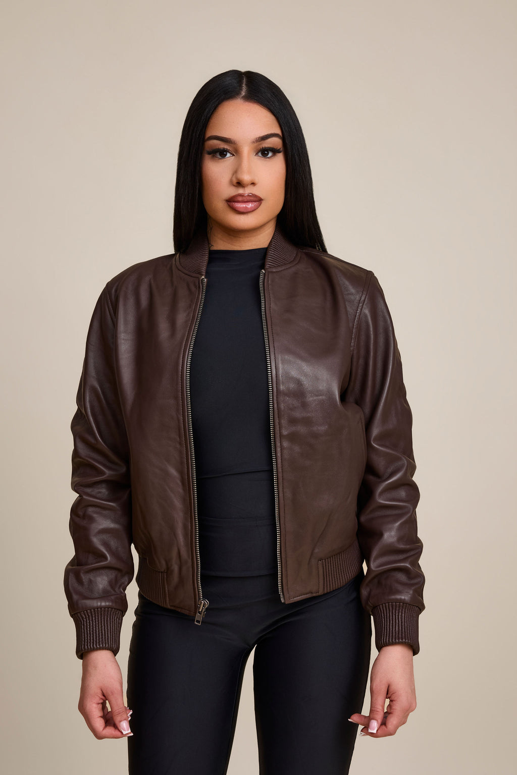 Women's BB Leather Jacket [Chocolate]