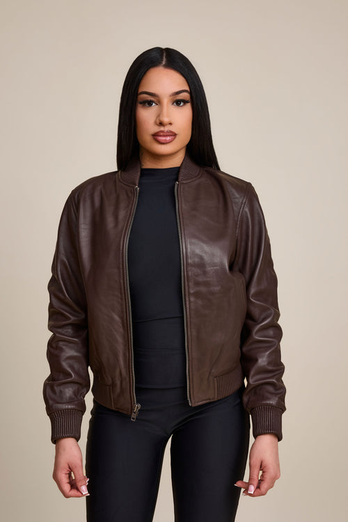 Women's BB Leather Jacket [Chocolate]