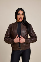 Women's BB Leather Jacket [Chocolate]