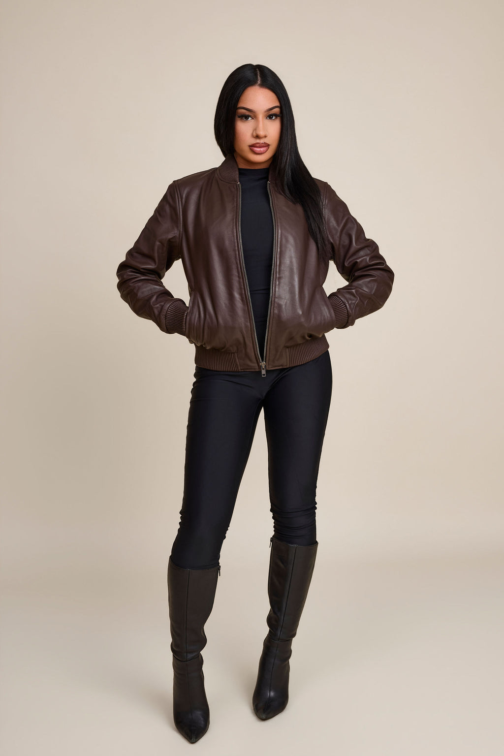 Women's BB Leather Jacket [Chocolate]