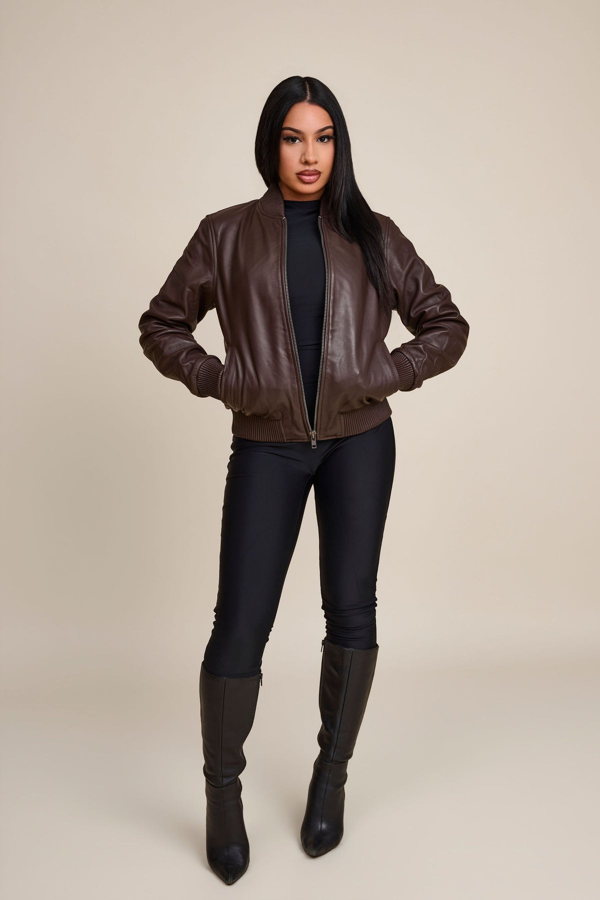 Women's BB Leather Jacket [Chocolate]