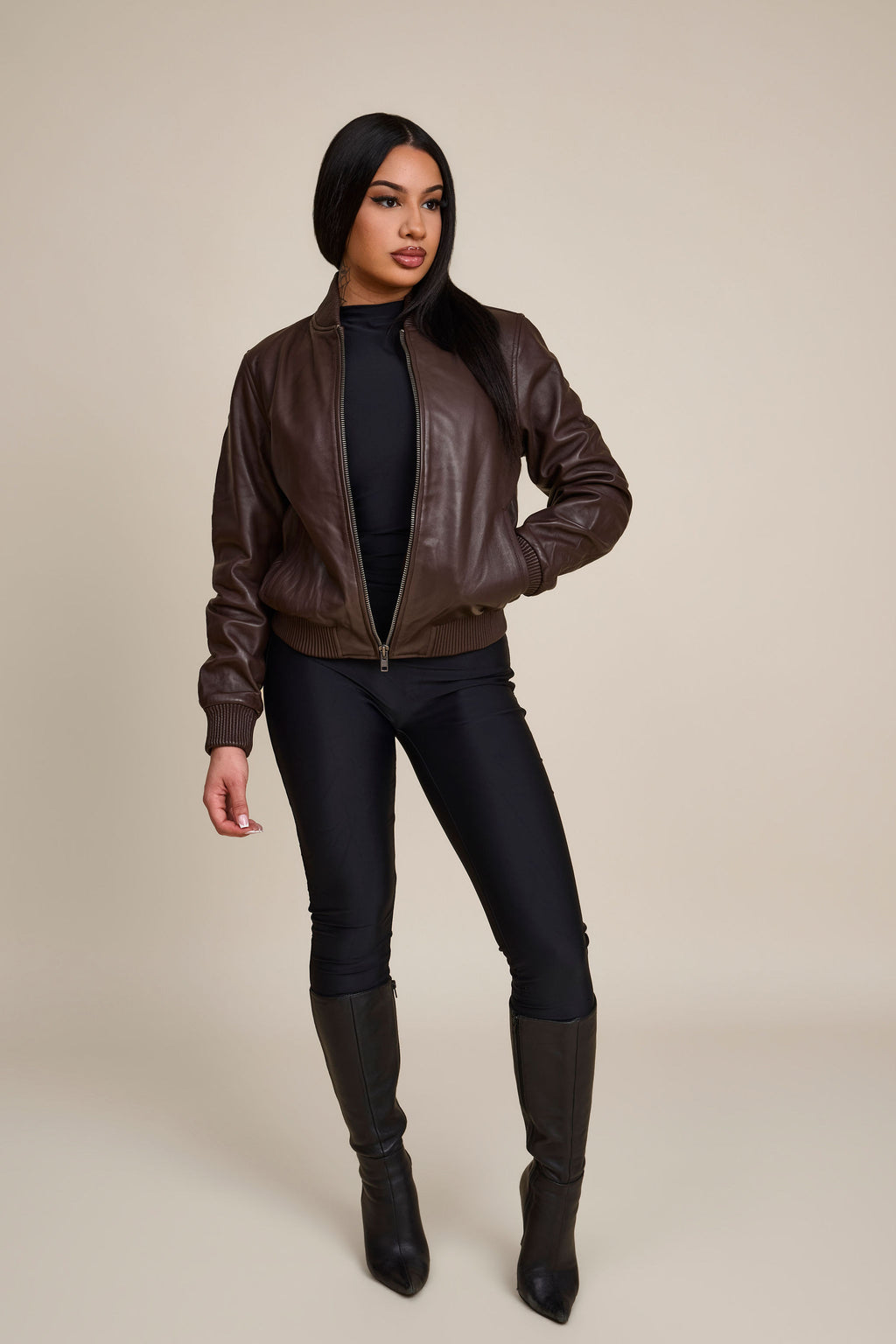 Women's BB Leather Jacket [Chocolate]
