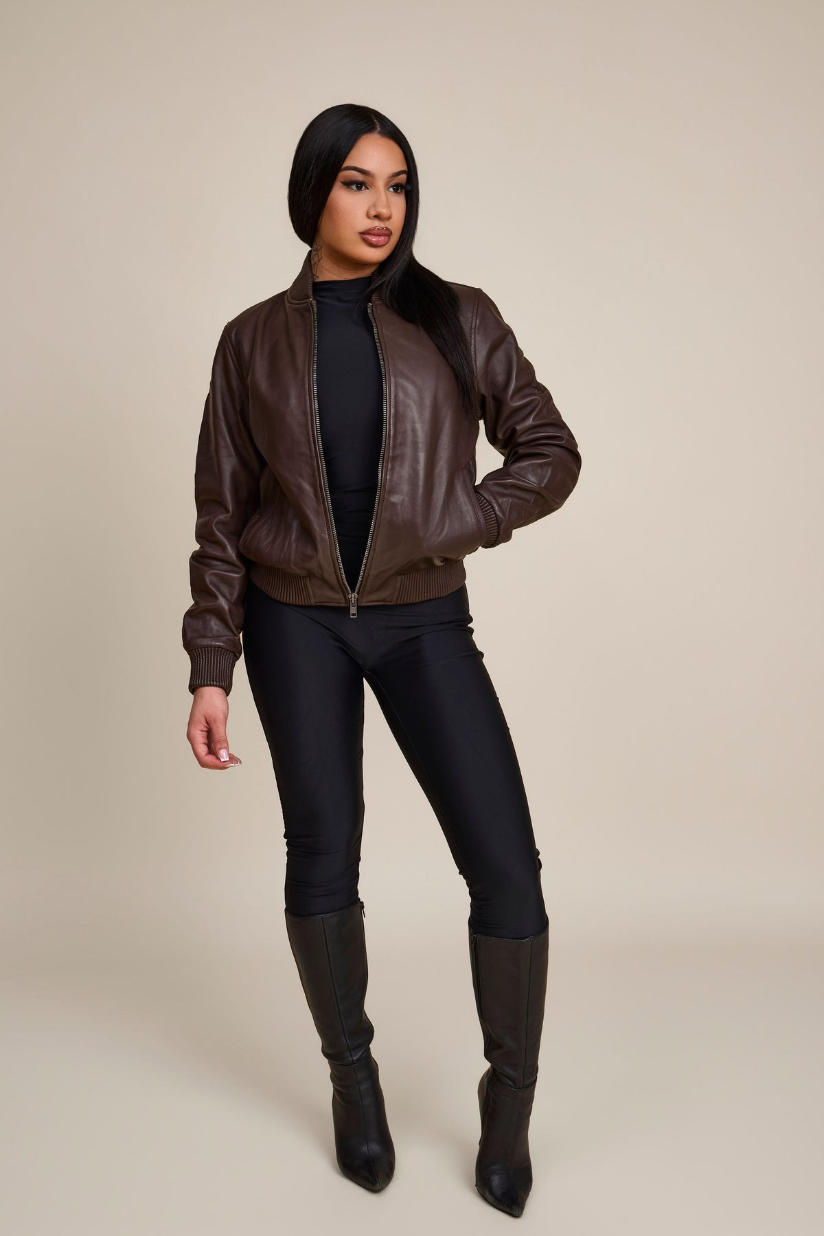 Women's BB Leather Jacket [Chocolate]
