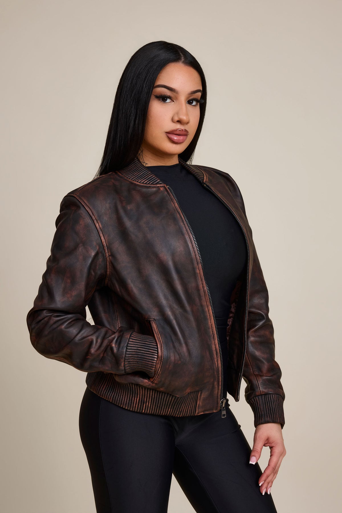Women's BB Leather Jacket [Copper]