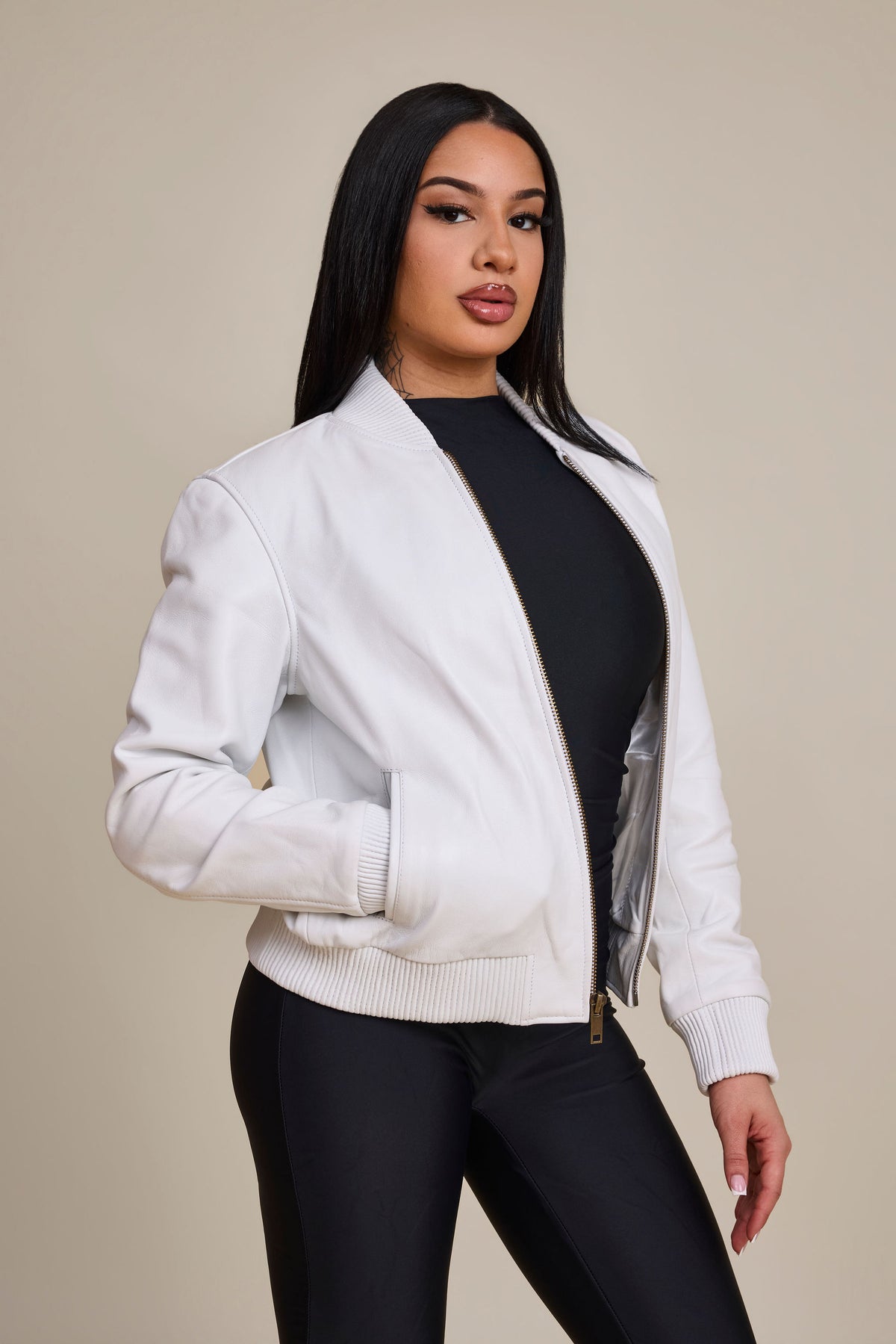 Women's BB Leather Jacket [White]