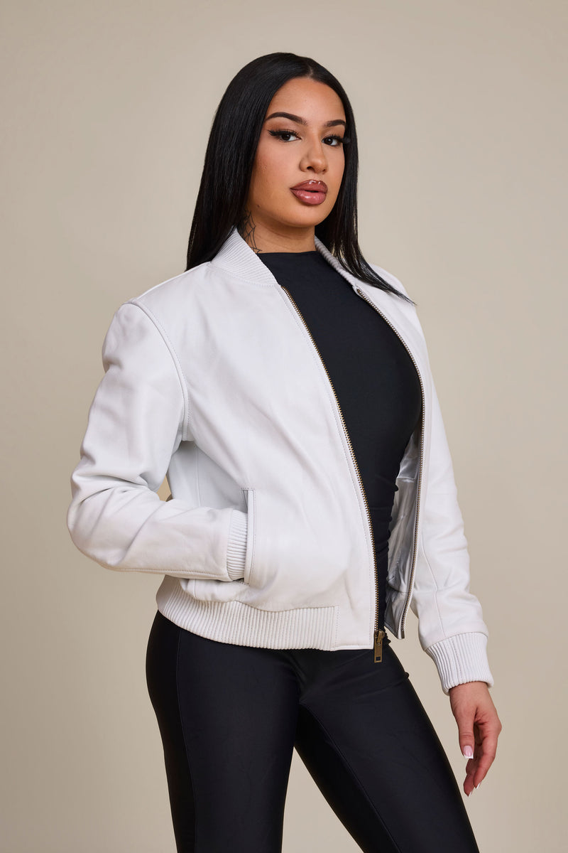 Women's BB Leather Jacket [White]
