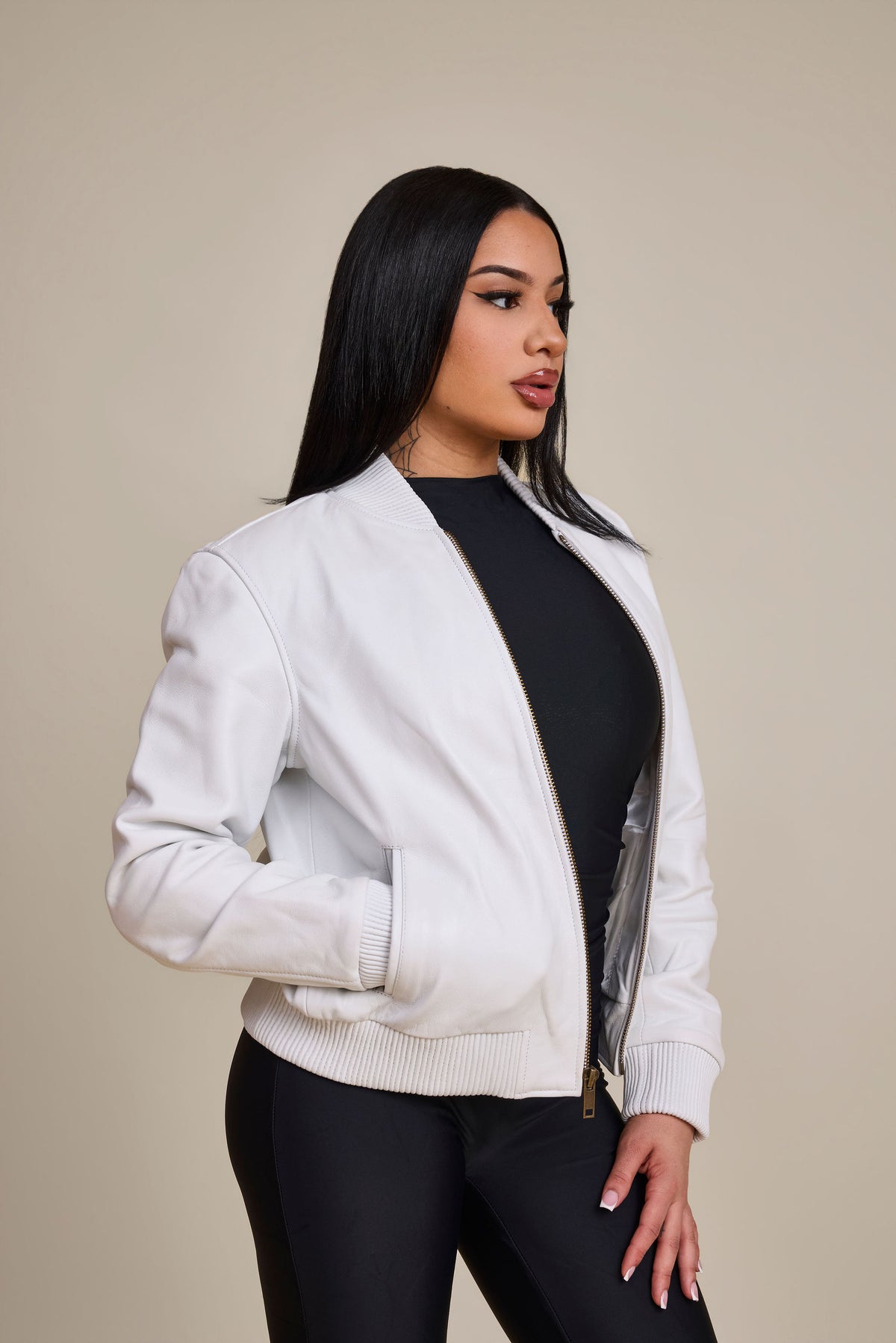 Women's BB Leather Jacket [White]