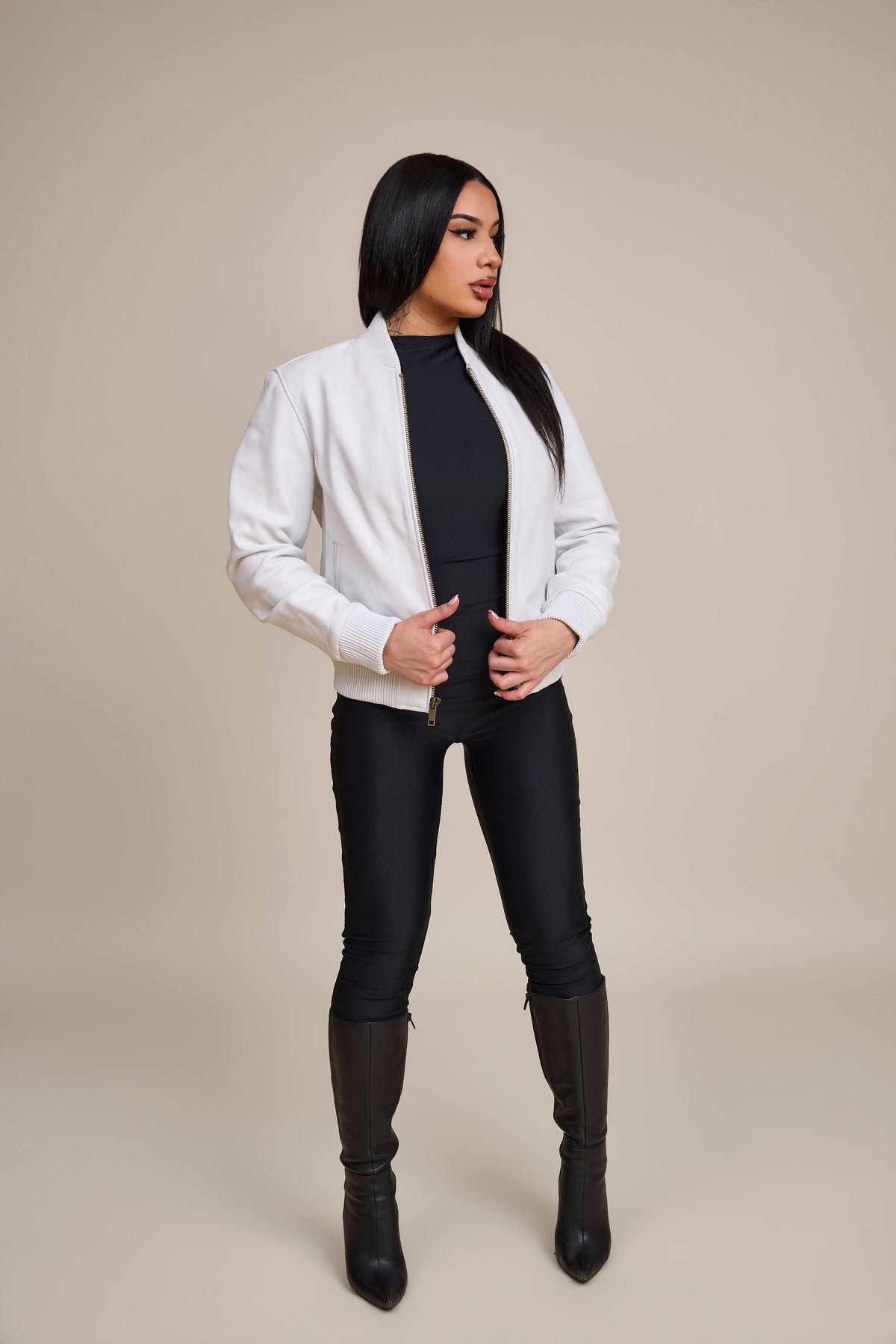 Women's BB Leather Jacket [White]
