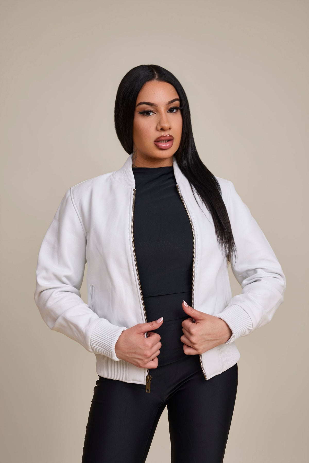 Women's BB Leather Jacket [White]