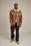 Men's Shepherd Embossed Crocodile Shearling Jacket [Whiskey Suede]