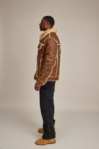 Men's Shepherd Embossed Crocodile Shearling Jacket [Whiskey Suede]