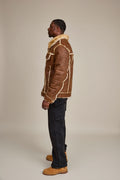 Men's Shepherd Embossed Crocodile Shearling Jacket [Whiskey Suede]