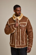 Men's Shepherd Embossed Crocodile Shearling Jacket [Whiskey Suede]