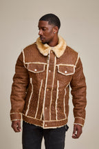 Men's Shepherd Embossed Crocodile Shearling Jacket [Whiskey Suede]