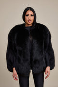 Women's Krissy Fox Fur Poncho [Black]