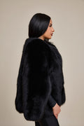 Women's Krissy Fox Fur Poncho [Black]