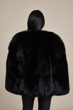 Women's Krissy Fox Fur Poncho [Black]