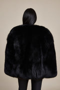Women's Krissy Fox Fur Poncho [Black]