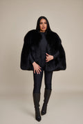 Women's Krissy Fox Fur Poncho [Black]