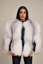 Women's Krissy Fox Fur Poncho [Arctic]