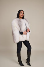 Women's Krissy Fox Fur Poncho [Arctic]