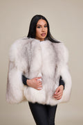 Women's Krissy Fox Fur Poncho [Arctic]