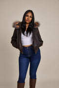 Women's BB Jacket With Premium Fox Fur Hood [Copper]